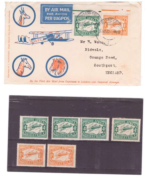 Union of South Africa, 1929, SACC 40-41, On Cover, and selection of singles and pair, UMM and MLH
