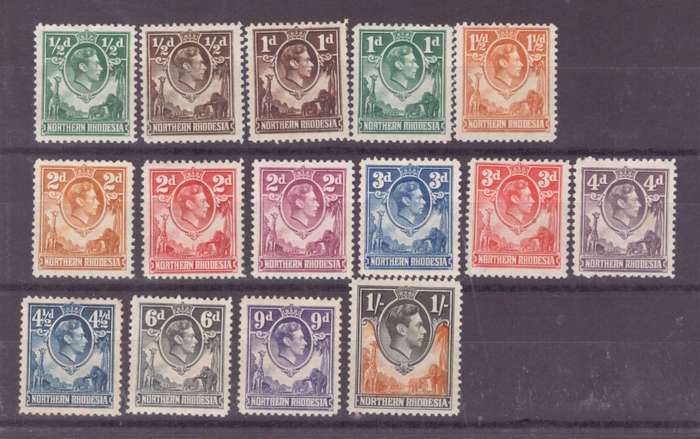 Northern Rhodesia, 1938, KGVl, MLH, Selection to 1s