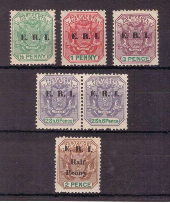 Transvaal, 1901, Selection of UMM-MH, Opt 'E.R.I.' in black