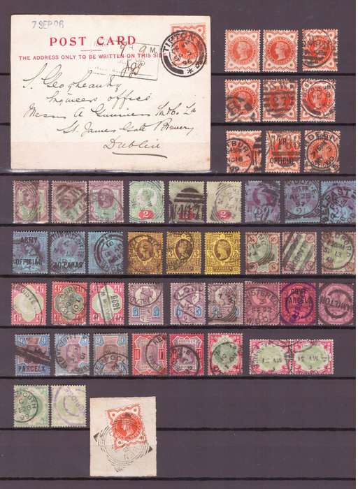 Great Britain, 1887-1900, Selection of USED & postcard, incls some OFFICIAL & GOVT PARCELS