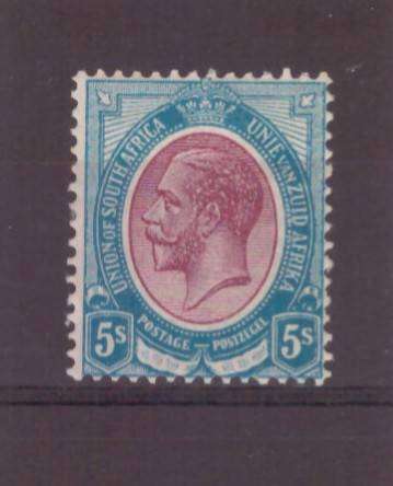 Union of South Africa, 1913, KGV, 5s, MLH, SACC14