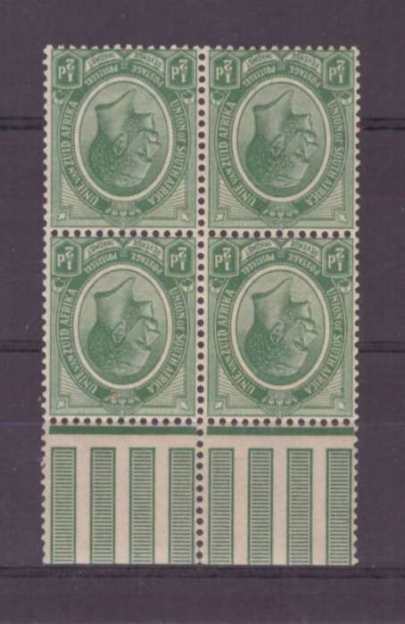 Union of South Africa, 1913, 1/2d Block of 4, UMM, INV Watermark