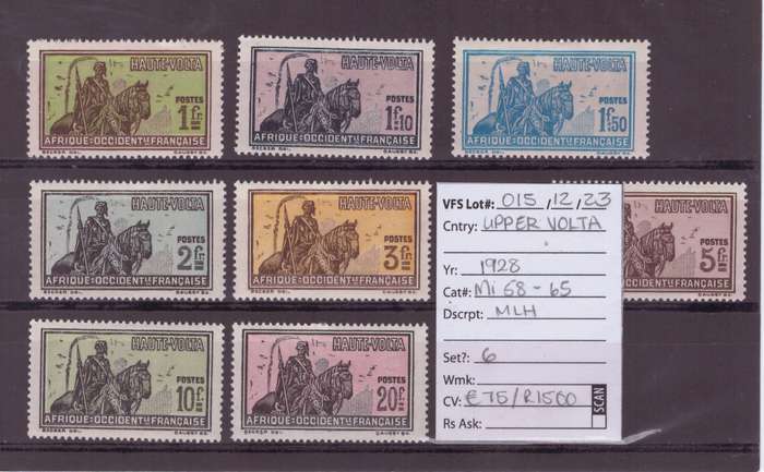 Upper Volta Stamps, 1928, MLH, Mi 58-65, CV 75/R1500