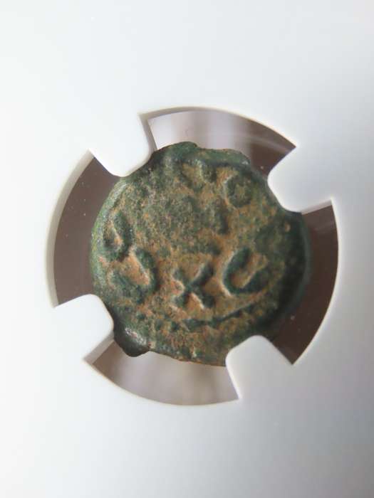 Ancient Judaea Prutah Coin, 59 - 62 AD, NGC F Governor Porcius Festus Under Nero Coins of the Bible