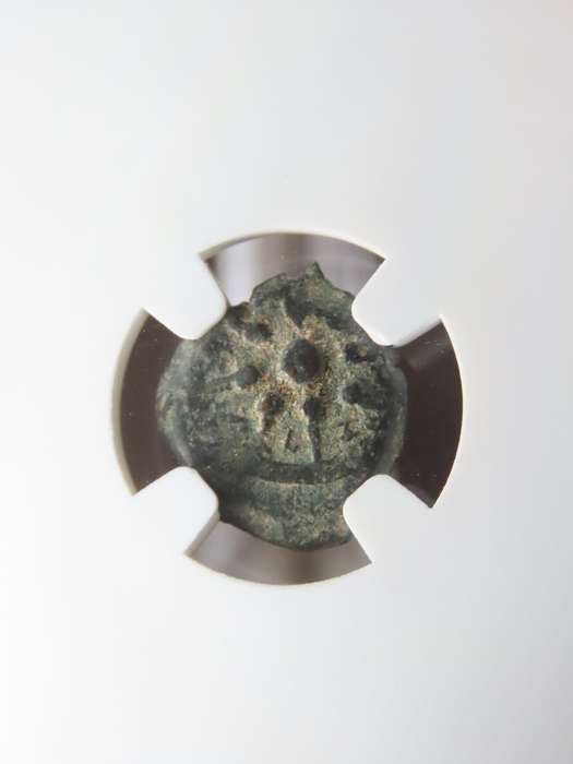 Ancient Judaea Prutah Coin, 103 - 76 BC, NGC F Hasmonian Kings, Widow's Mite Coins of the Bible