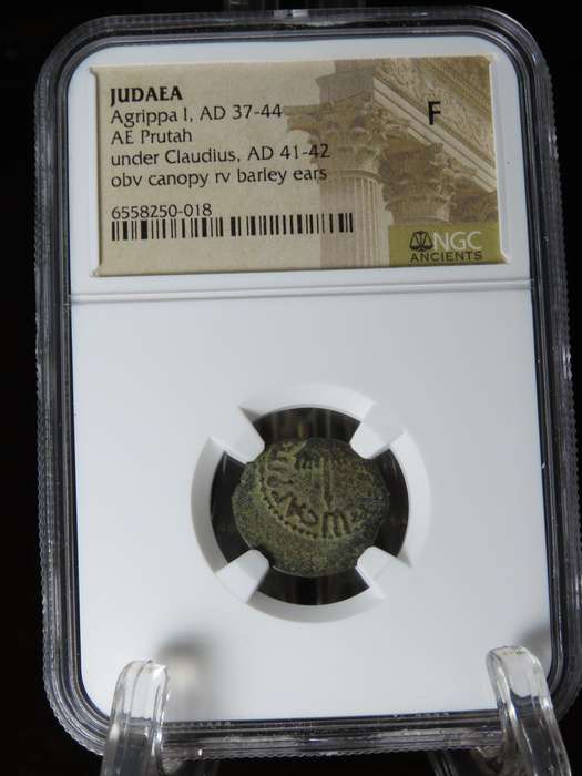 Ancient Judaea Prutah Coin, 37 - 44 AD, Governor Agrippa I Under Claudius, Coins of the Bible