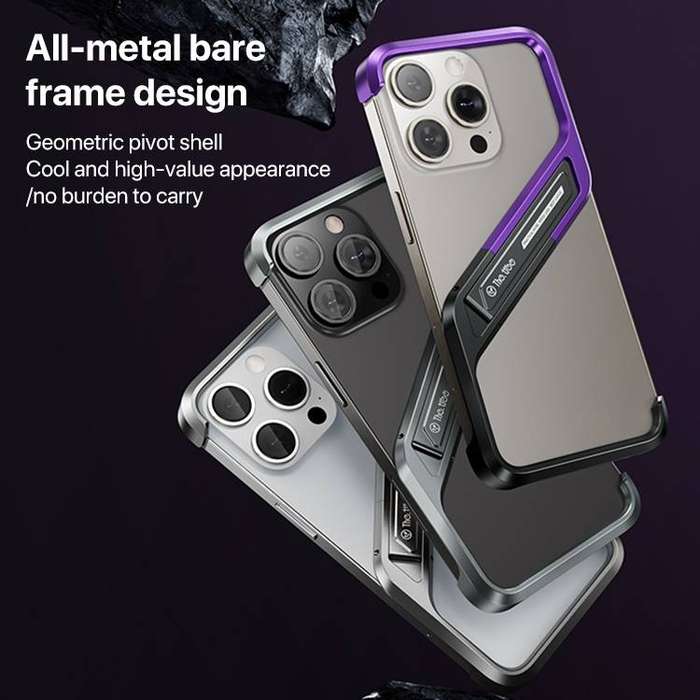 iPhone 16 Pro Max S-shaped Stand Frameless Metal Phone Case(Silver)