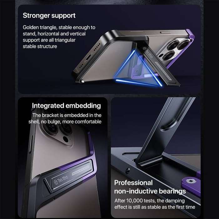 iPhone 16 Pro Max S-shaped Stand Frameless Metal Phone Case(Silver)