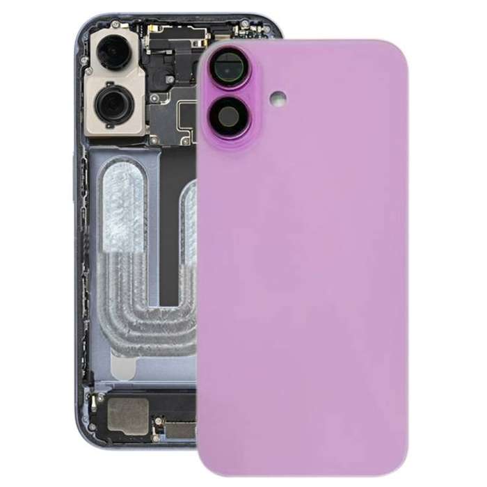 iPhone 16 Battery Back Cover with Camera Lens Cover(Pink)