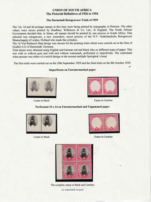 Study of  1929Union of South Africa "DARMSTADT TRIALS "