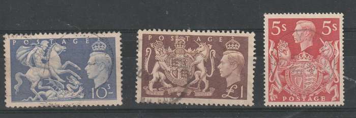 great britain GEORGEN VI  HIGH VALUES USED