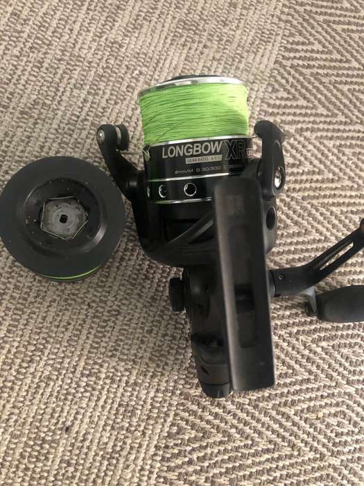 Okuma longbow reel +10 ft carbon Ibird rod +350m braid+ Sleeve +Spare reel spool