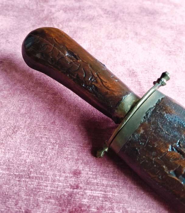 Vintage Knife in Wooden Ornate Sheath
