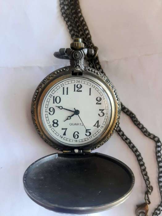 Vintage bronze zodiac chinese quartz pocket watch with chain.Working.