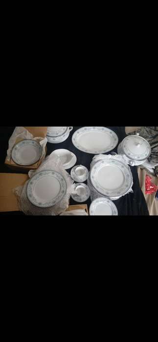 Collection of Noritake Blue Hill 2482 silver rim.Whole lot for one price