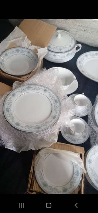 Collection of Noritake Blue Hill 2482 silver rim.Whole lot for one price