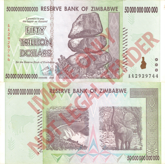 Zimbabwe Z$50 Trillion 2008 Banknote [AA2929744]