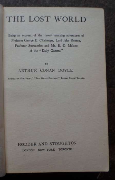 The Lost World - A. Conan Doyle. 1st Ed: 1912.