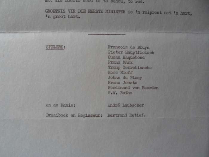 Oorspronklike Handtekening v Bertrand Retief op brief aan Brig Cyrus Smith. 1973. SKAARS!!
