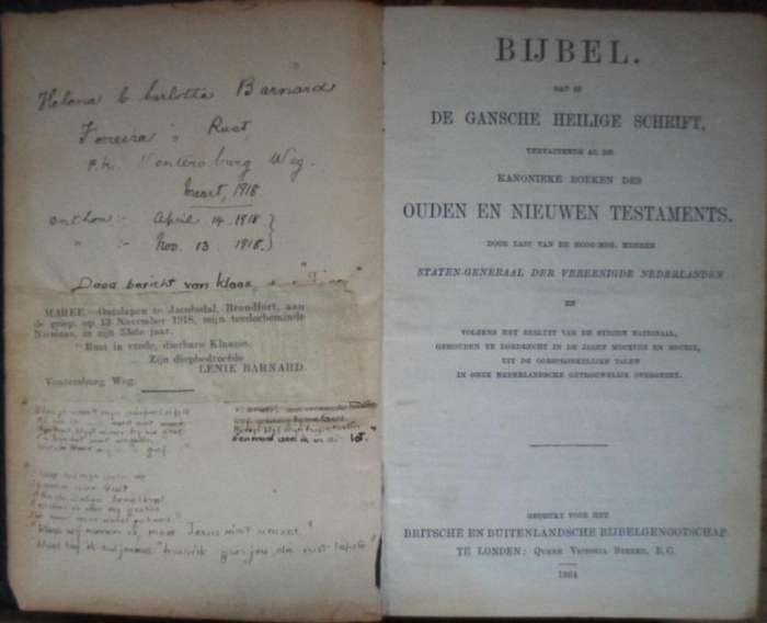 Bijbel. 1904. Gebind in egte leer.