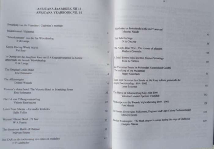 Africana Joernaal / Journal No 16. 1999. Anglo-Boer War. 130 Pages.