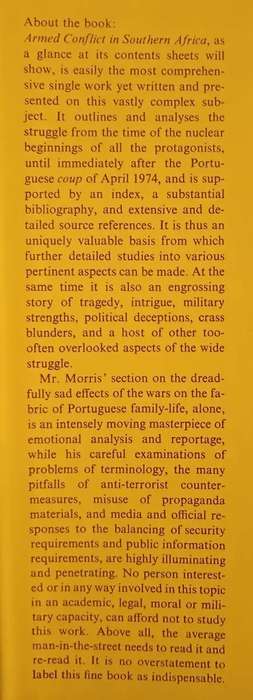 Armed Conflict in Southern Africa. Michael Morris.