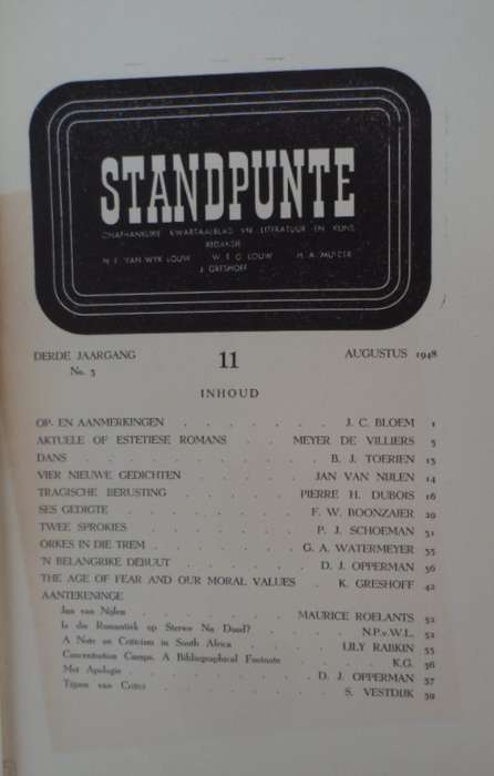 Standpunte 11.   Jaargang 3, nr 3.  Aug 1948.  SKAARS.