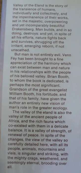 Valley of the Eland - Venn Fey. Foreword by Ian Player.