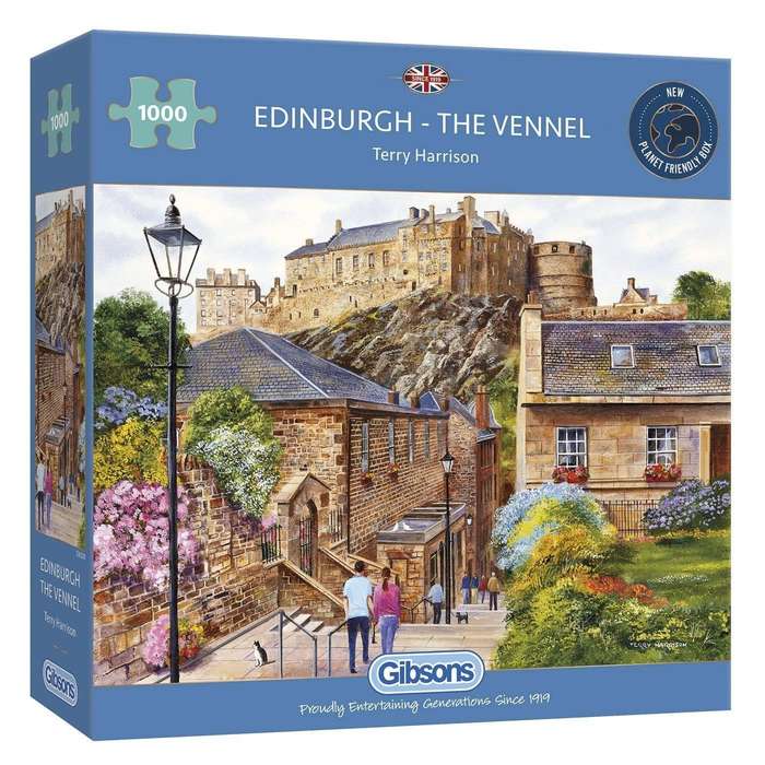 Gibsons 1000 Piece Puzzle: Edinburgh The Vennel Castle Trees England