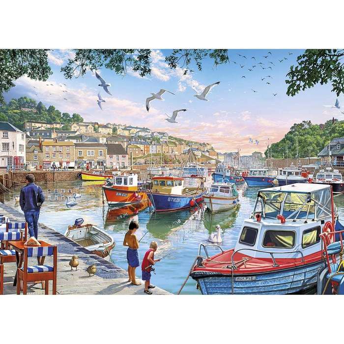 Gibsons 1000 Piece Puzzle: First Catch Boats Harbour Birds Ocean