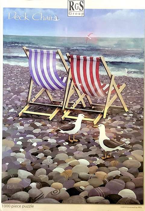 RGS 1000 Piece Puzzle: Deck Chairs Ocean Beach Birds