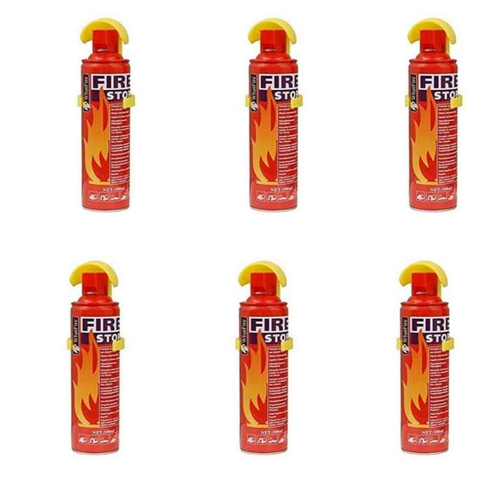 6x Portable Fire Extinguisher With Holder - 500ml
