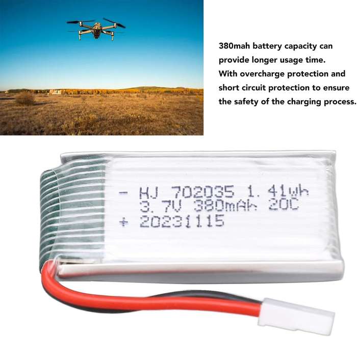 Boss 3.7V 380mAh HYY702035 Li-poly High Performance Rechargeable Drone Battery With XH2.54 Plug Conn