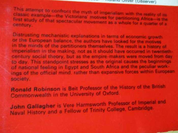 AFRICA AND THE VICTORIANS - THE OFFICIAL MIND OF IMPERIALISM - RONALD ROBINSON AND JOHN GALLAGHER