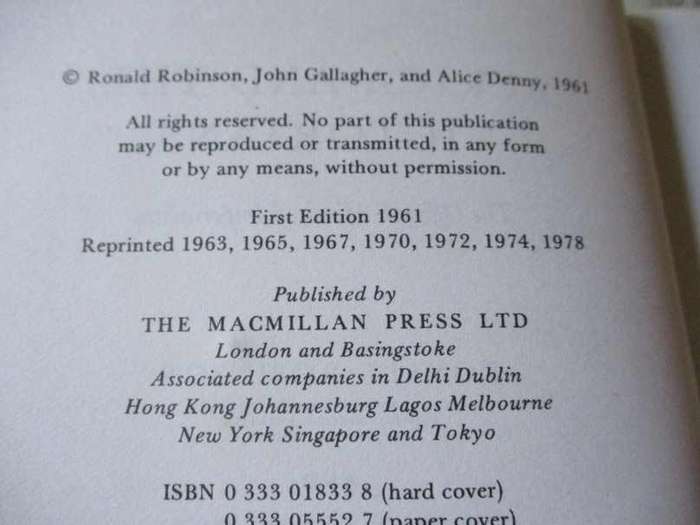 AFRICA AND THE VICTORIANS - THE OFFICIAL MIND OF IMPERIALISM - RONALD ROBINSON AND JOHN GALLAGHER