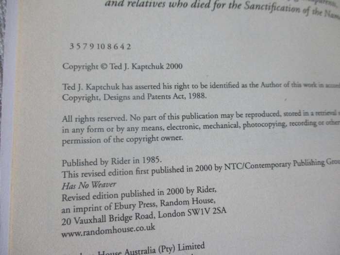 CHINESE MEDICINE - THE WEB THAT HAS NO WEAVER - TED J KAPTCHUK