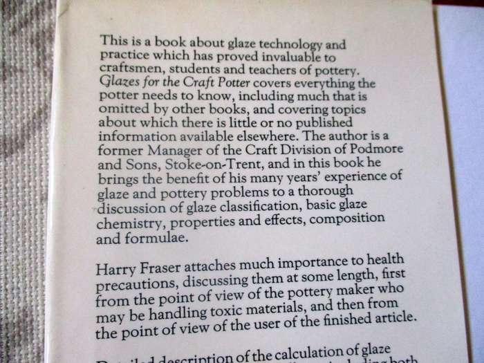 GLAZES FOR THE CRAFT POTTER - HARRY FRASER