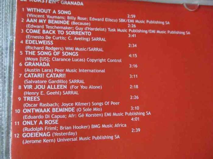 GE KORSTEN - GRANADA  ( CD )