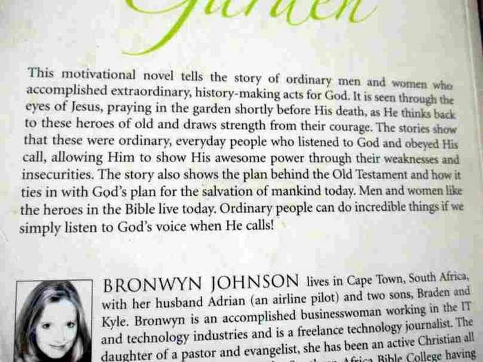 THE MAN IN THE GARDEN - BRONWYN JOHNSON ( motivational novel )