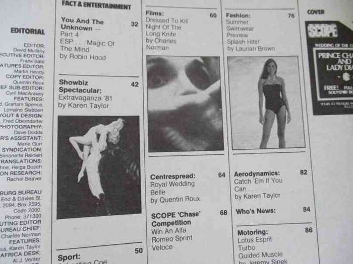 SCOPE MAGAZINE 7 AUGUST 1981 ( JO-ANN MILES DURBAN, BRUCE SPRINGSTEEN, LOTUS ESPRIT TURBO