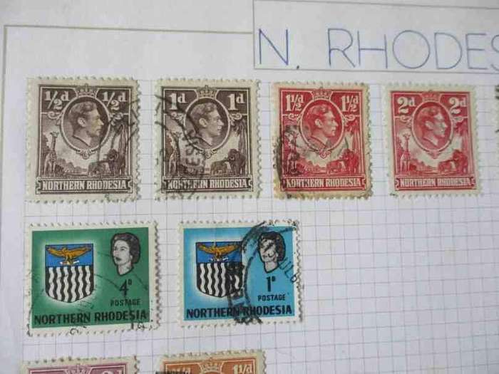 SHEET WITH 11 NORTHERN RHODESIA STAMPS