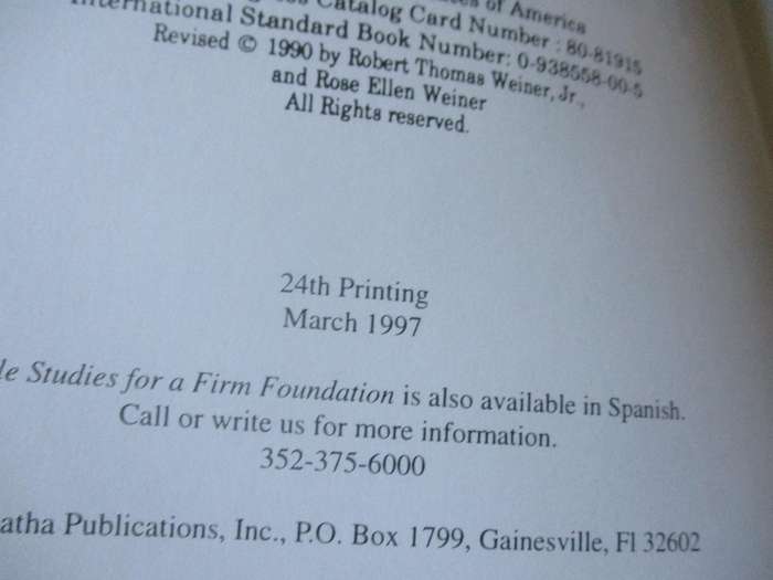 BIBLE STUDIES FOR A FIRM FOUNDATION BY BOB AND ROSE WEINER