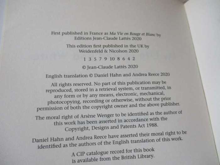 ARSENE WENGER - MY LIFE IN RED AND WHITE - MY AUTOBIOGRAPHY