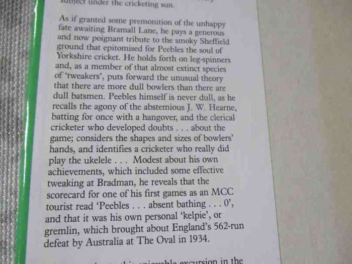 BOWLER'S TURN - IAN PEEBLES