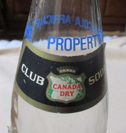 OLD S.A. CANADA DRY CLUB SODA 1 LITER  GLASS BOTTLE