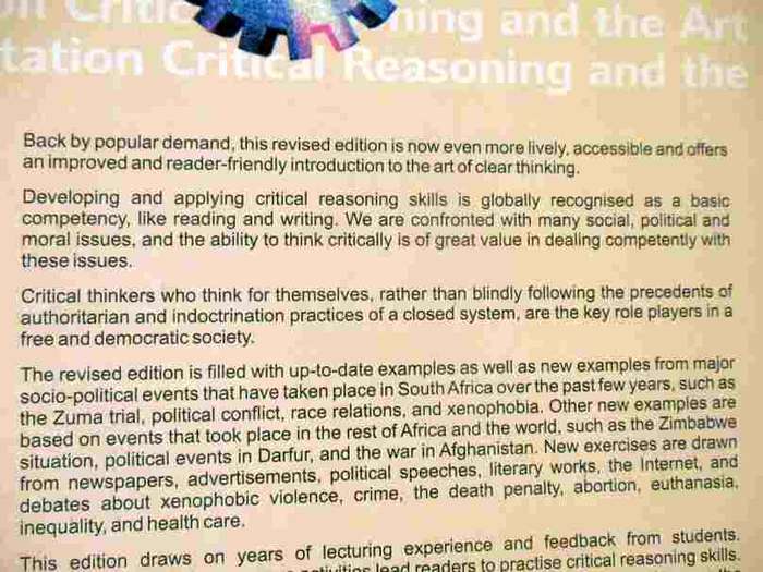 CRITICAL REASONING AND THE ART OF ARGUMENTATION - M E S VAN DEN BERG