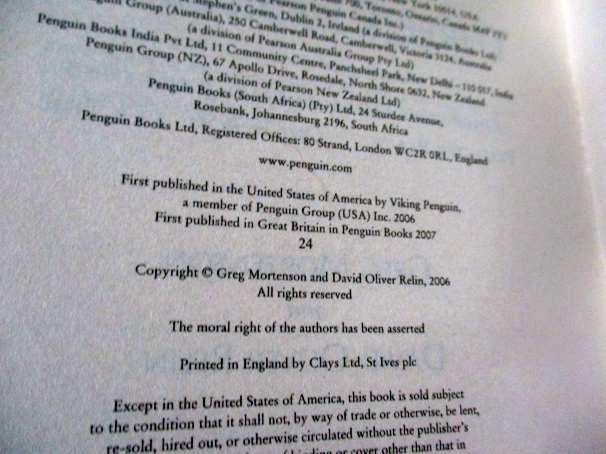 THREE CUPS OF TEA - GREG MORTENSON AND DAVID OLIVER RELIN