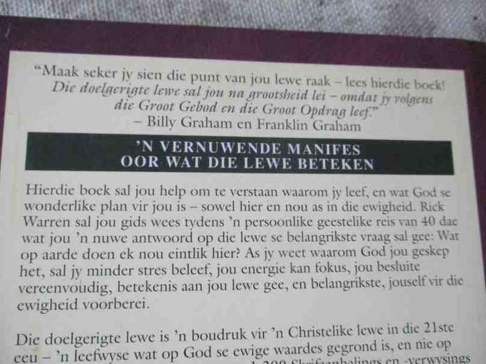 DIE DOELGERIGTE LEWE - WAT OP AARDE DOEN EK NOU EINTLIK HIER - RICK WARREN