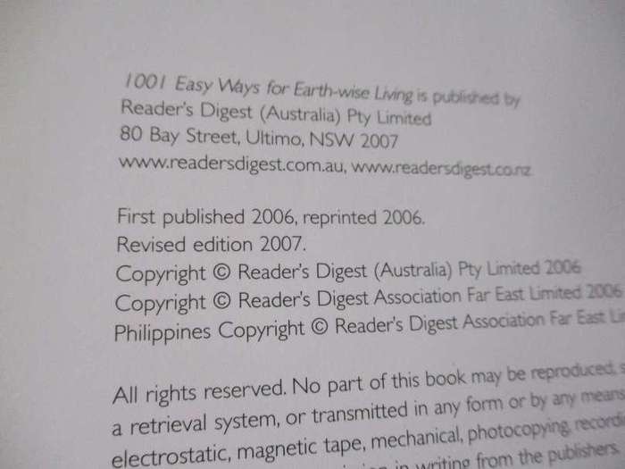 1001 EASY WAYS FOR EARTH-WISE LIVING - NATURAL AND ECO-FRIENDLY IDEAS THAT ...  - READERR'S DIGEST