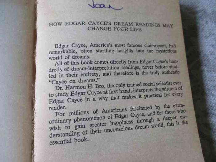 EDGAR CAYCE ON DREAMS - HERMON H BRO, Ph.D